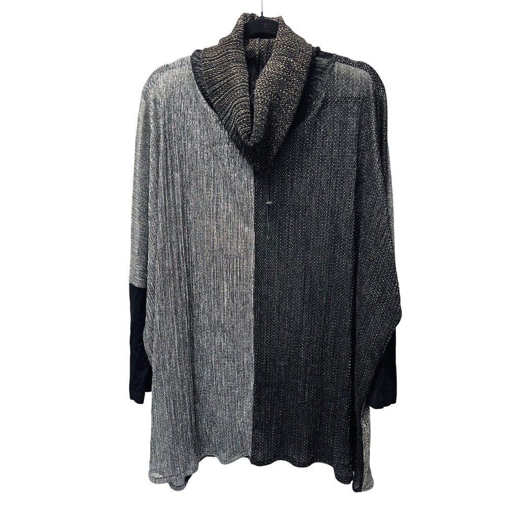 Alembika Tunic Top XL Colorblock Metallic Avant Garde Lagenlook Dramatic Layered